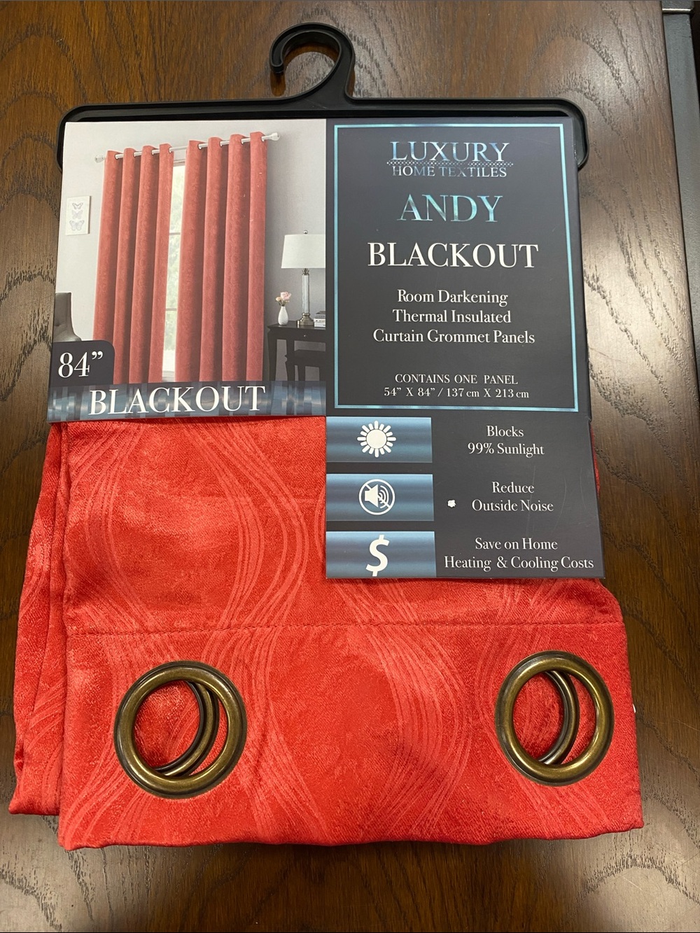 Andy Blackout Grommet Curtain Panel - Red